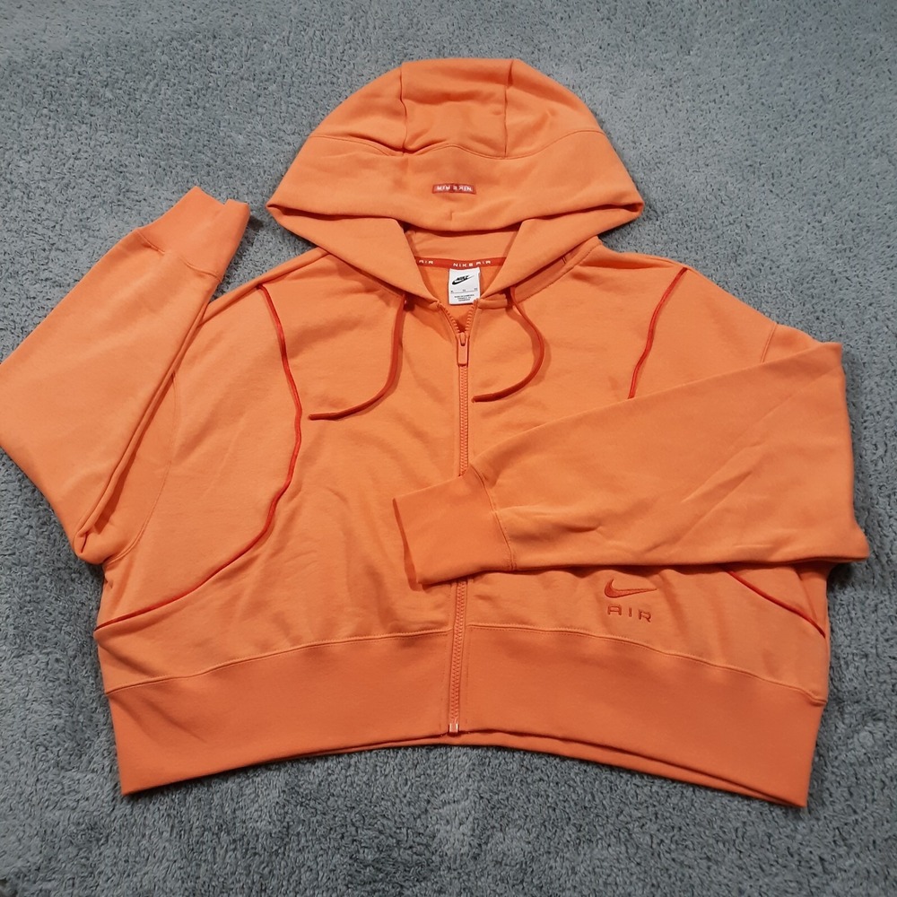 Nike Hooded Jacket Full Zip Womens XL Relaxed Fit‎ Orange Cotton Blend